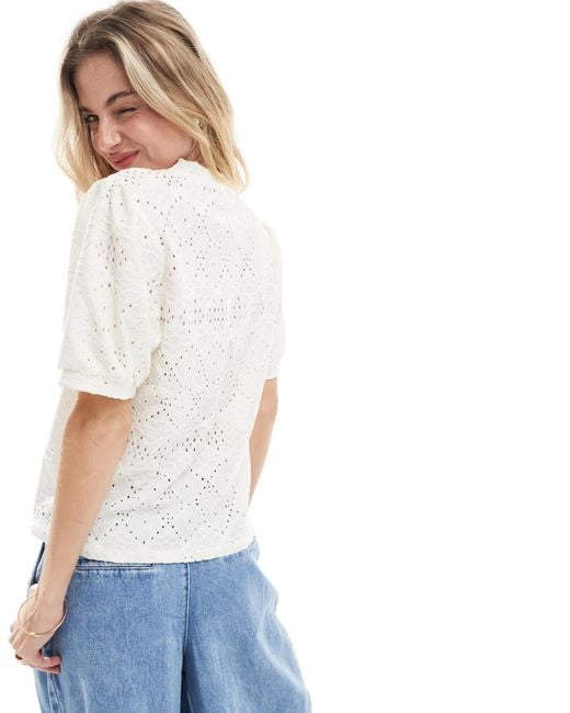 Object White Jersey Broderie T-shirt