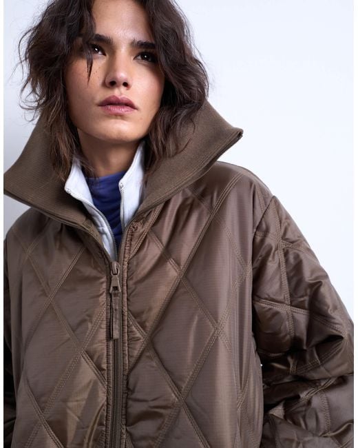 TOPSHOP Brown Spread Rib Collar Liner Jacket
