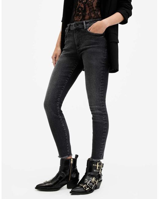 Vaqueros Negro Lavado Con Diseño Push Up Miller De AllSaints de color Black