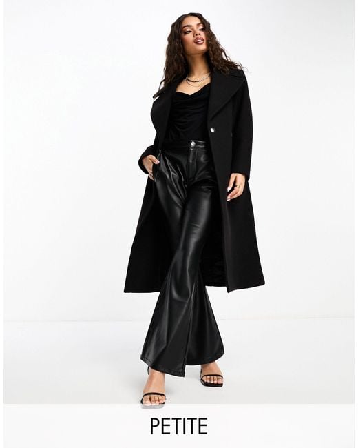 Forever New Black Formal Wrap Coat With Tie Belt