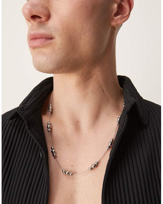 Collana Da Festival Con Sfere E Perline di ASOS in Gray da Uomo