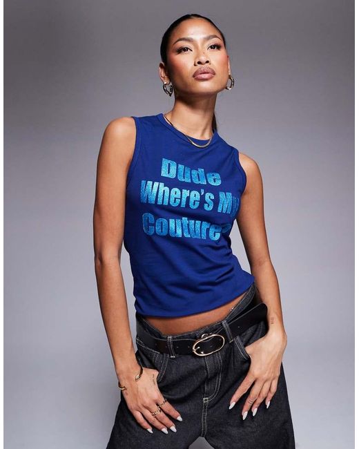 Juicy Couture Blue Where's My Couture Singlet Top
