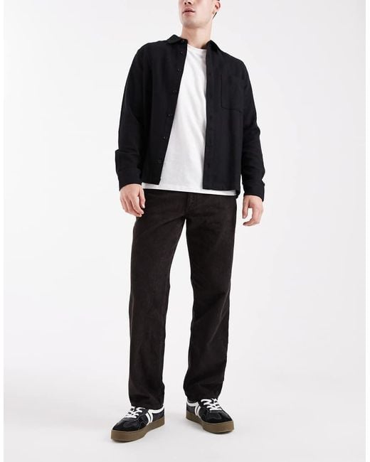 Pantalones Cargo Marrones De Corte Recto De Pana De ASOS de hombre de color Black