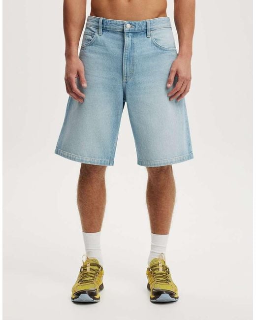 Cotton On Blue Baggy Denim Short for men