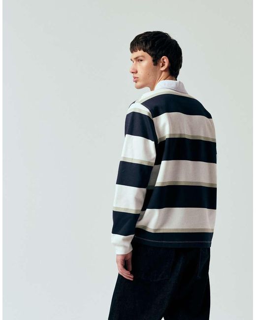 ASOS Blue Rugby Stripe Sweatshirt for men