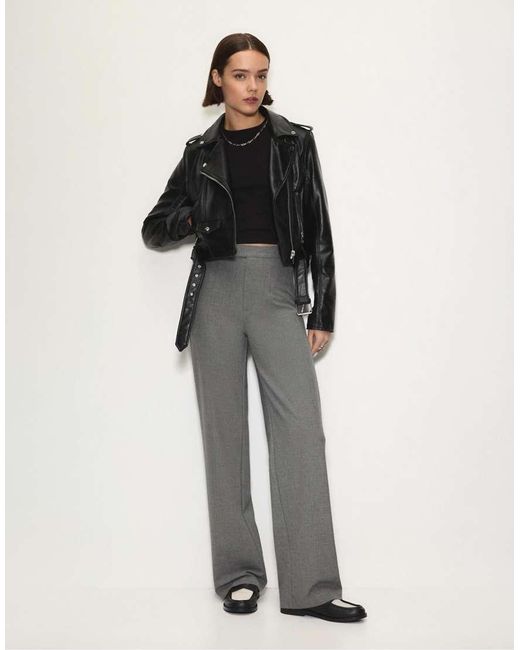 Pull&Bear Nette Broek Met Hoge Taille in het Gray