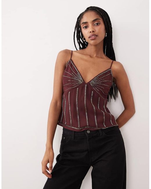 Abercrombie & Fitch Red Beaded Cami