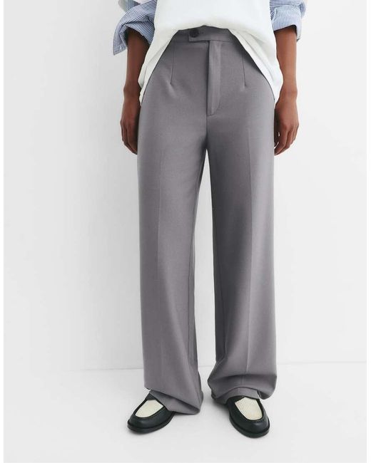 Pull&Bear White High Waist Smart Trousers