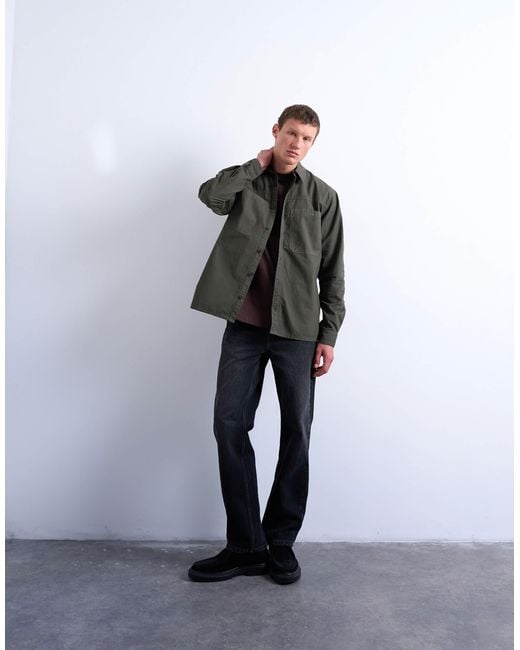 Topman Gray Regular Fit Ripstop Overshirt for men