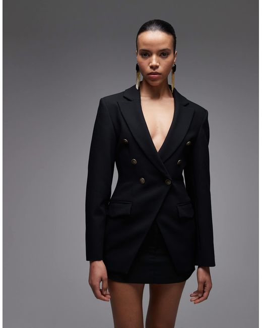 ASOS Black Double Breasted Cinch Blazer