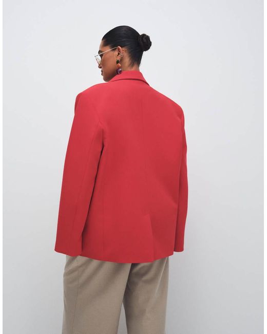 ASOS Red Curve Power Shoulder Double Breasted Blazer