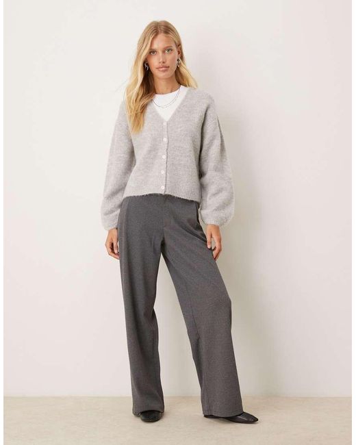Gina Tricot Gray V Neck Knitted Wool Alpaca Cardigan