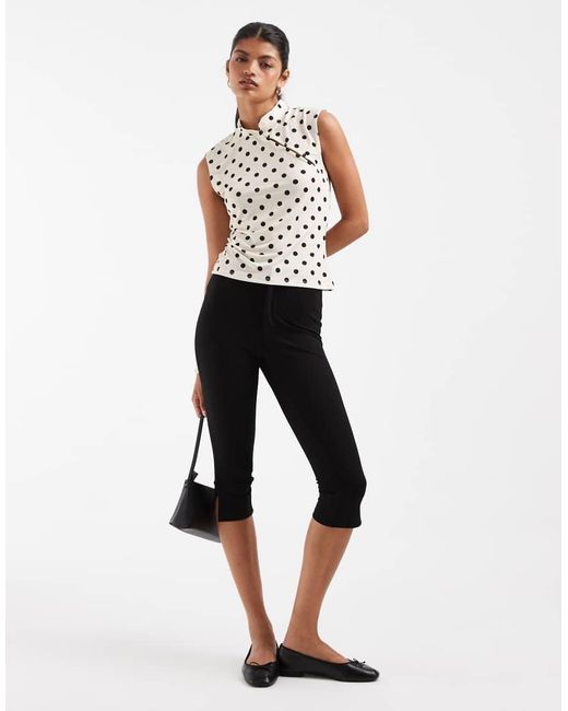 Pieces White Asymmetric Button Jersey Top