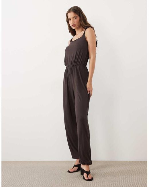 Miss Selfridge Natural Tie Shoulder Balloon Trouser Jumpsuit