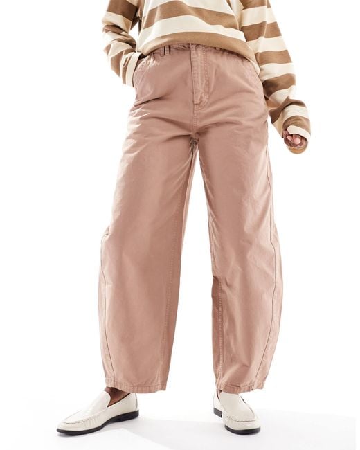 ASOS Natural Laundered Barrel Trouser