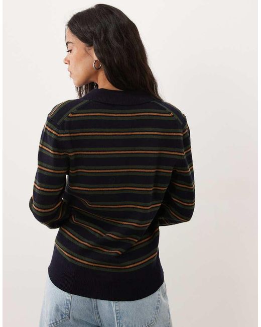 Gant Black Striped Knit Rugby Cardigan