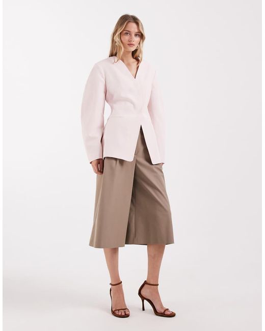 ASOS Natural Cinched Linen Blazer