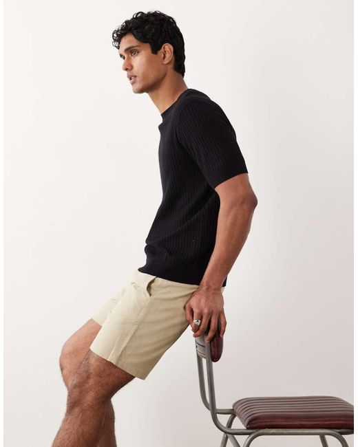 Mango Black Cotton Mix Draw String Shorts for men