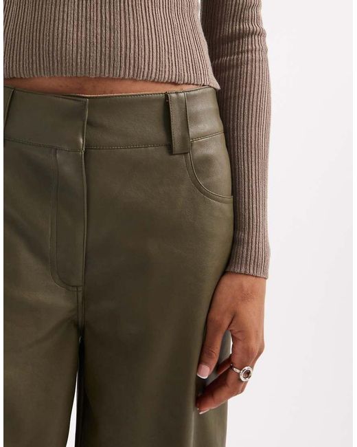 ASOS Green Tall Low Rise Mansy Faux Leather Trousers