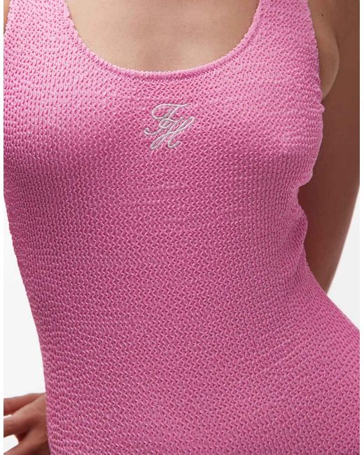 Tommy Hilfiger Red Resort Crinkle One Piece Swimsuit