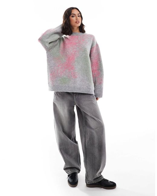 ASOS Gray Brushed Pattern Oversized Jumper