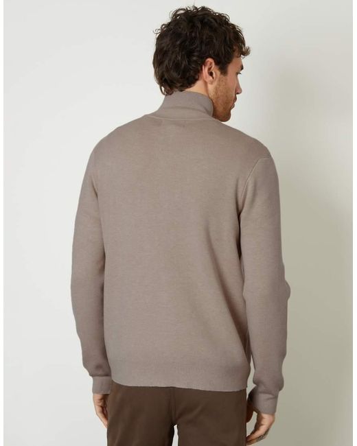 Threadbare Gray Zip-Through Funnel Neck Knitted Cardigan for men