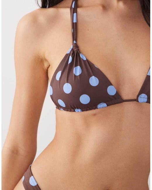 Mango Brown Polka Dot Tie Back Bikini Top