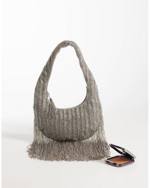 ASOS White Embellished Tassel Shoulder Bag