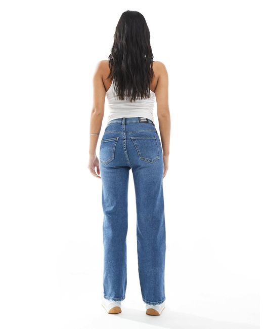 Dr Denim Petite Women's Blue Moxy Straight Leg Jeans