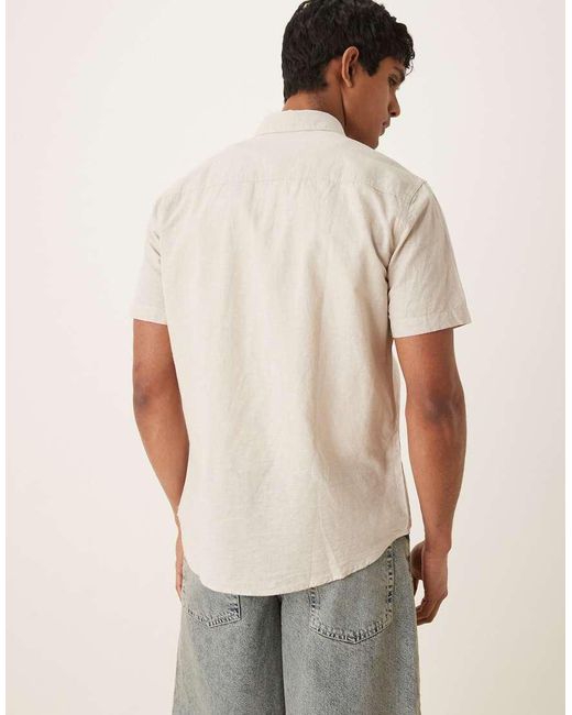 SELECTED Natural Linen Blend Short Sleeve Shirt for men