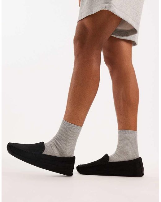 ASOS Black Moccasin Slippers for men