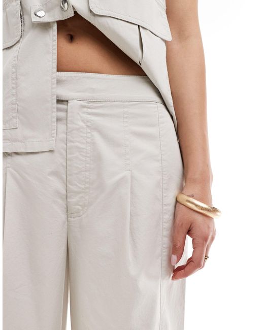 ASOS White Tapered Trouser With Tab Hem Detail