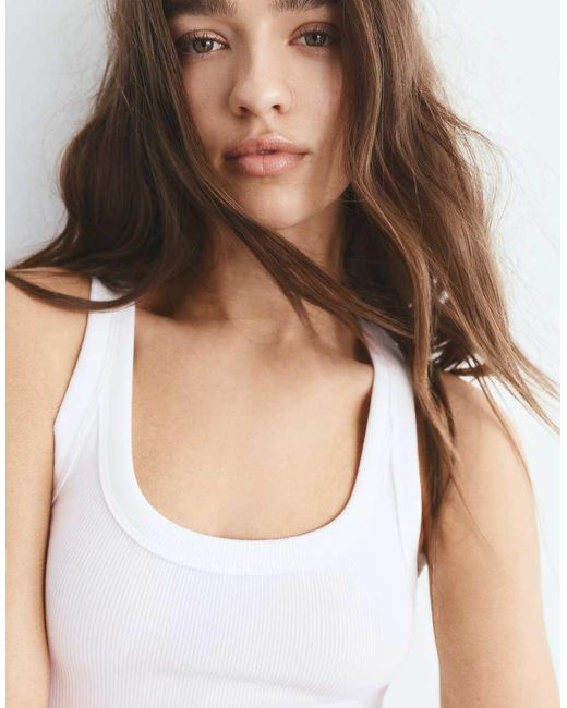 Pull&Bear White Basic Tank Top