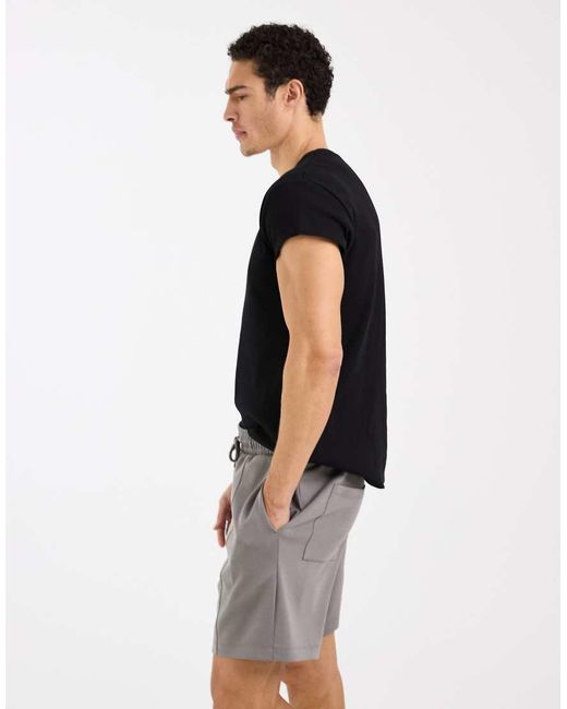 ASOS Black Oversized Fit Jersey Short With Pintucks for men