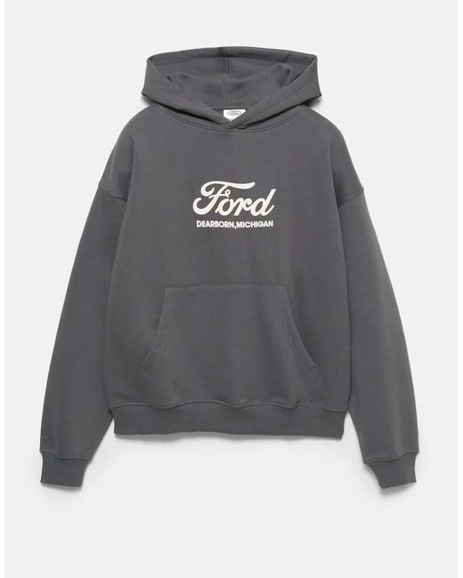 Pull&Bear Gray Ford Hoodie for men