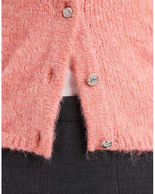Object Red Slouchy Knitted Cardigan With Pocket Detail