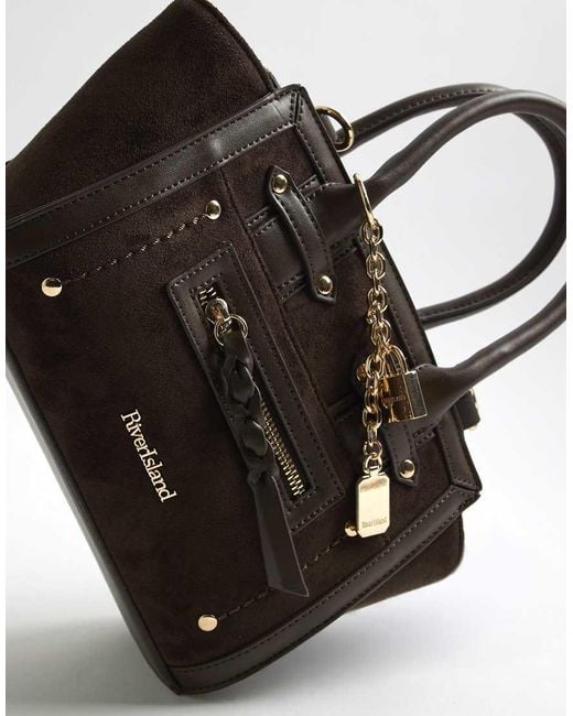 River Island Black Small Winged Panelled Zip Tote Bag