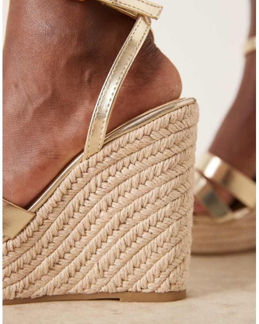 Glamorous Brown Espadrilles Wedge Heeled Sandals