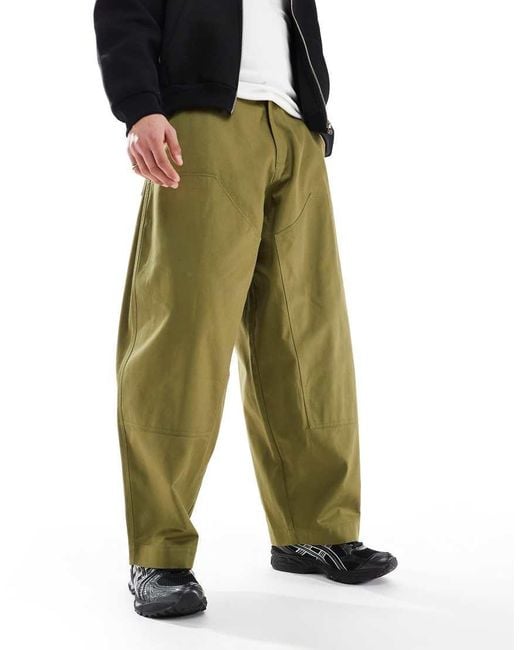 ASOS Oversized Baggy Broek Met Kniestukken in het Green voor heren