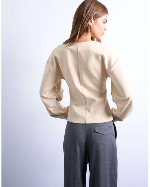 TOPSHOP Natural Interlock Cinch Banana Sleeve Sweat