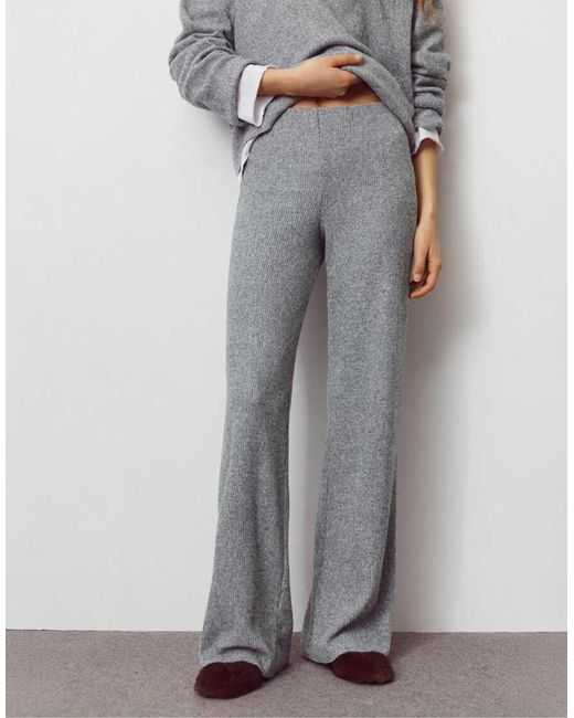 Pull&Bear Gray Soft Touch Straight Fit Pants