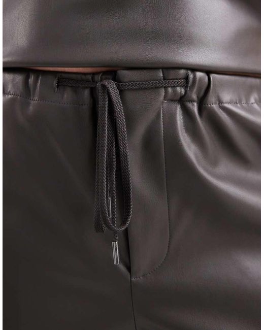 ASOS Black Curve Faux Leather Barrel Leg Pull On Trousers Co-ord