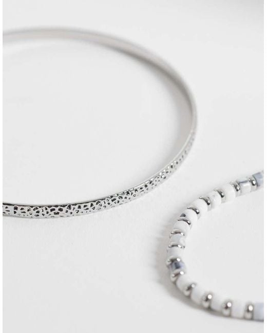 ASOS Gray 3 Pack Cuff And Beaded Bracelet for men