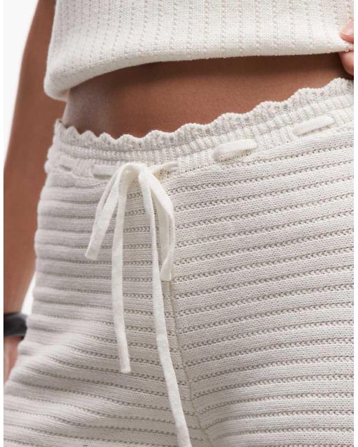 Monki White Crochet Style Frill Hotpants Co-ord