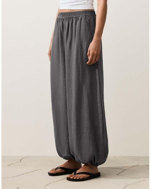 Oysho Black 100% Linen Bloomer Trousers