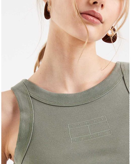 Tommy Hilfiger Green Tonal Flag Logo Slim Fit Vest