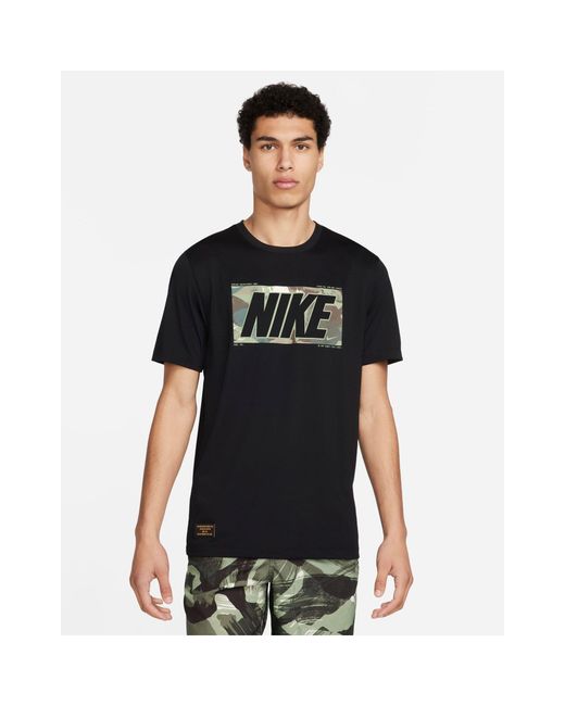 Camiseta negra con estampado gráfico Nike de hombre de color Black
