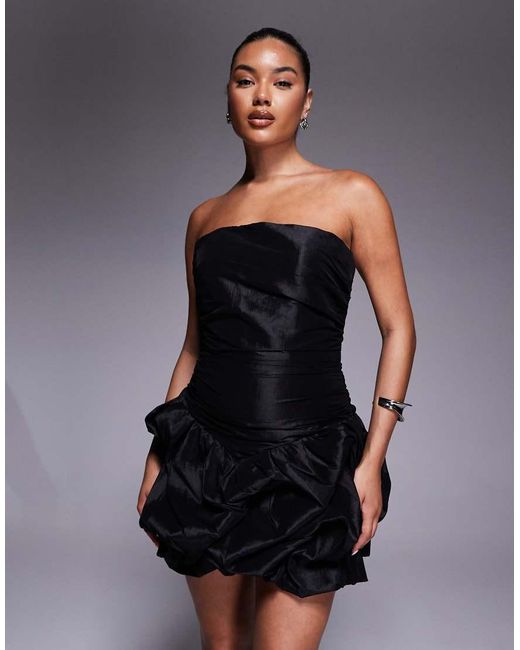 Jarlo Blue Bandeau Mini Dress With 3D Ruffle Skirt