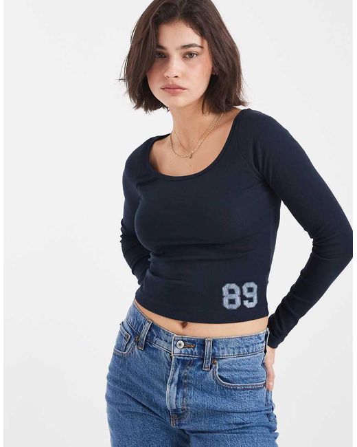 Cotton On Blue 89 Graphic Off Shoulder Top