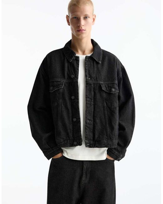 Pull&Bear Black Co-Ord Denim Jacket for men